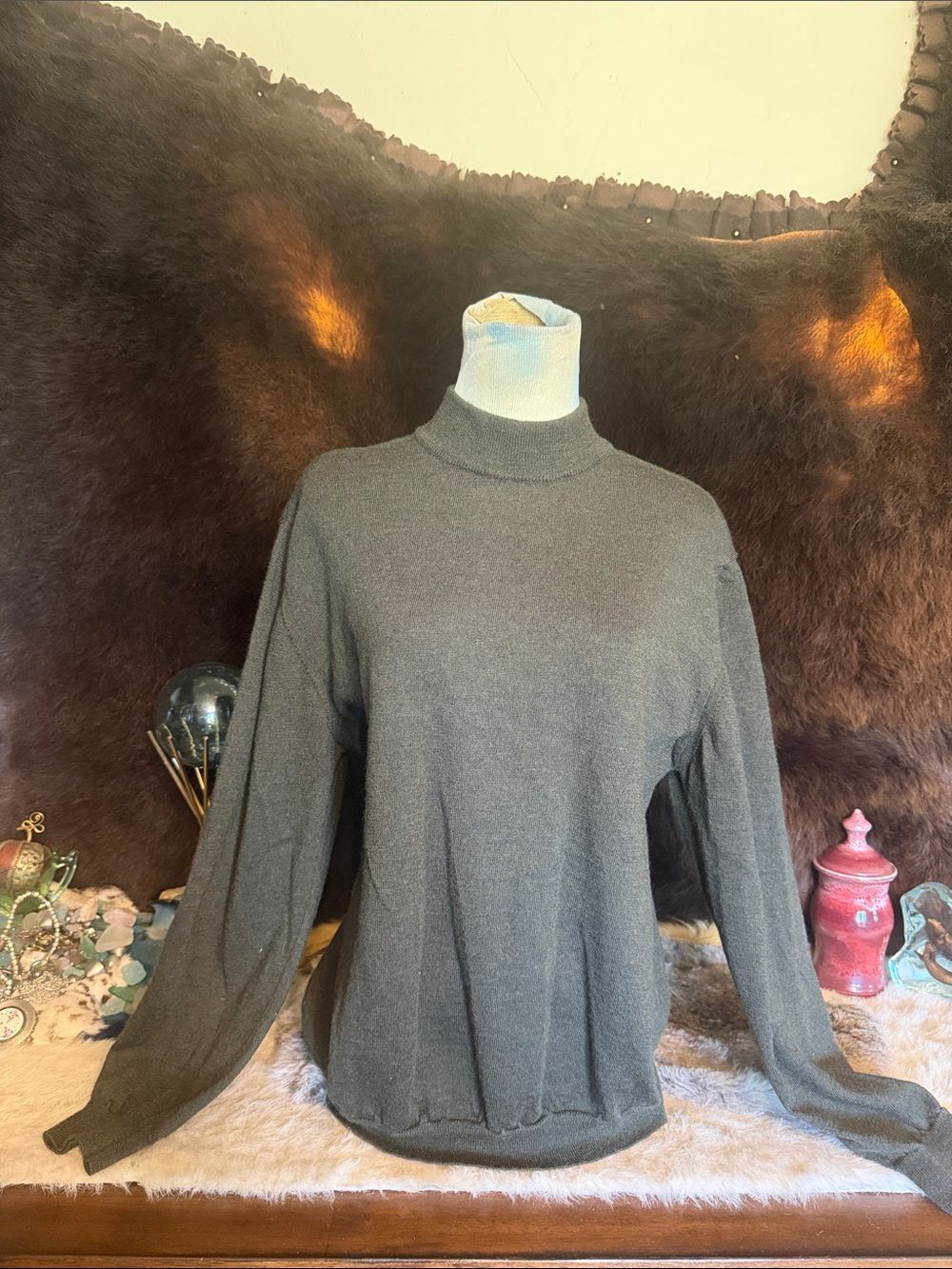 Bachrach Olive Crewneck Knit Sweater L (2100)
